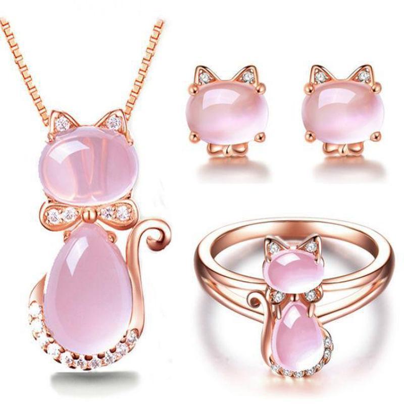 rose quartz jewelry set