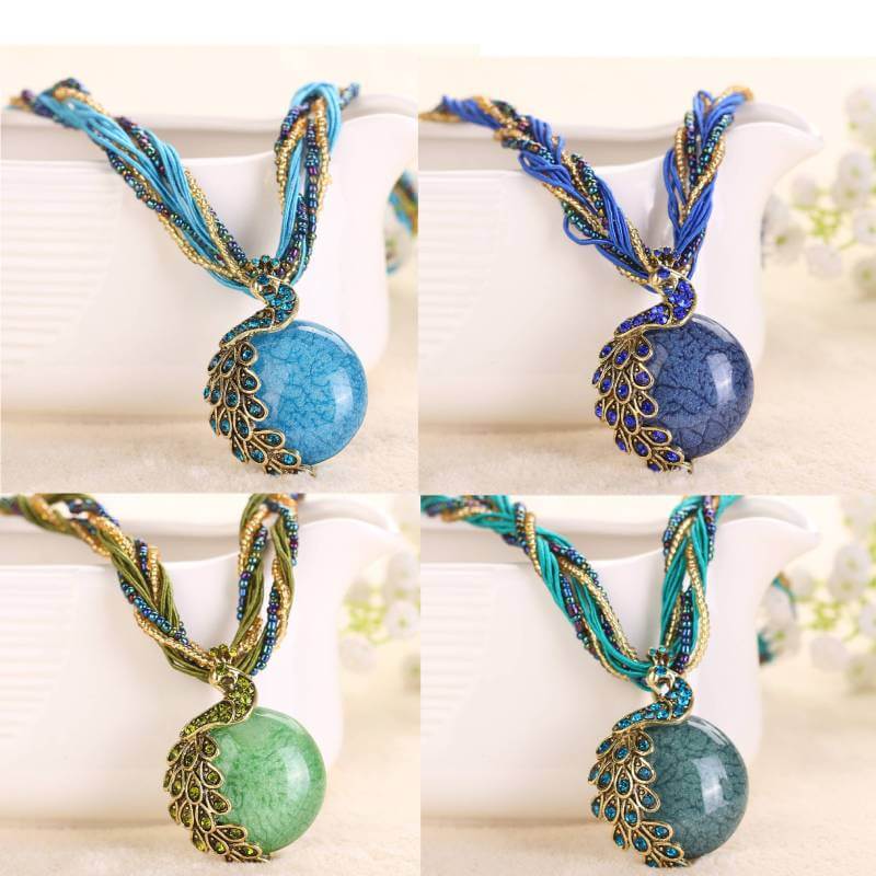 blue and green bead necklaces
