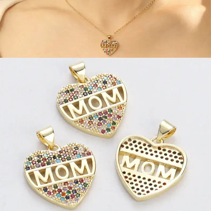 heart mom necklace back view