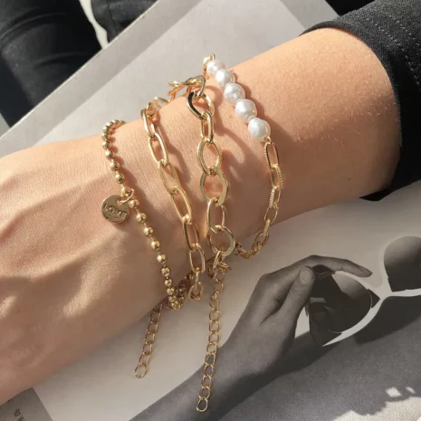 pearl and gold bracelet sets