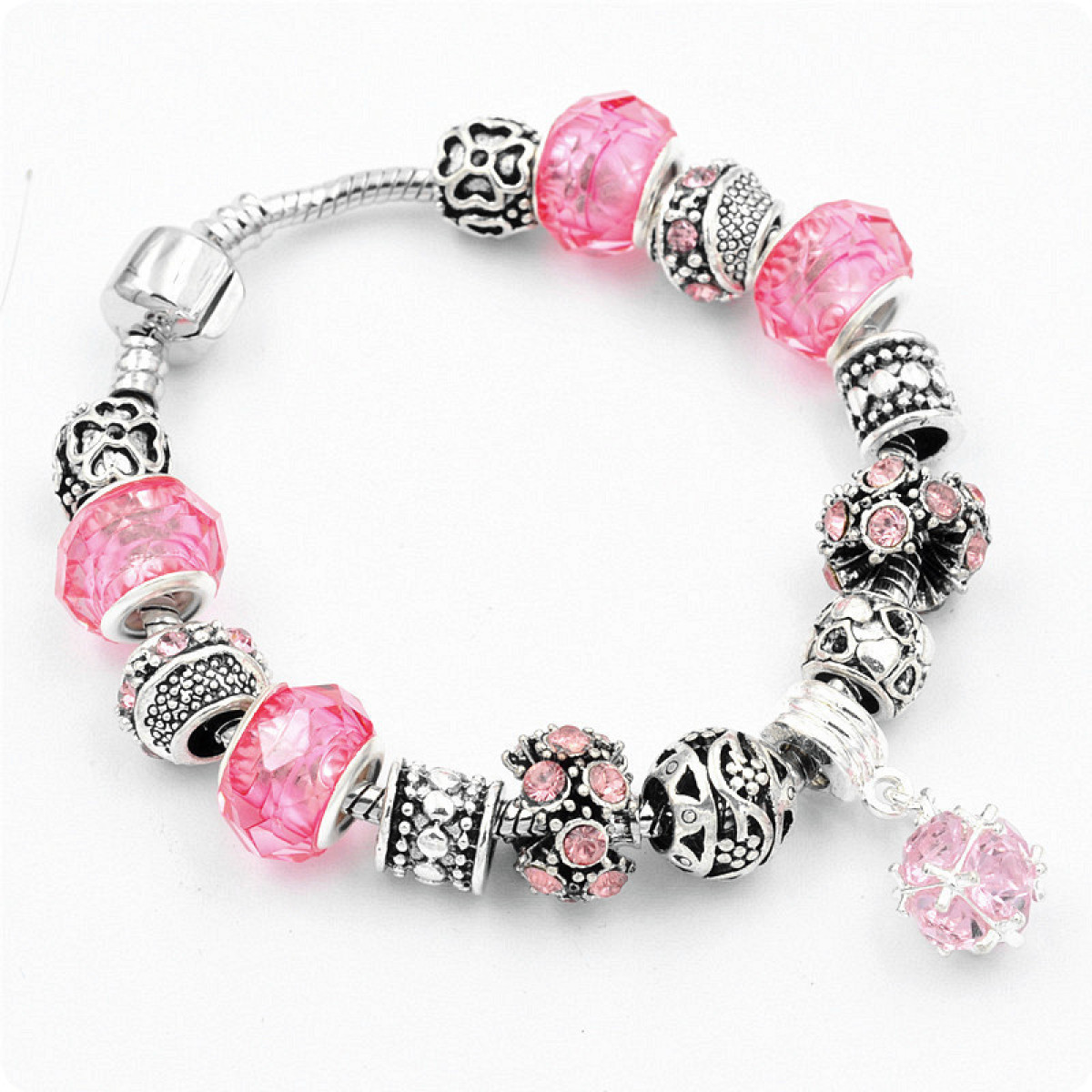 pink crystal bead bracelet