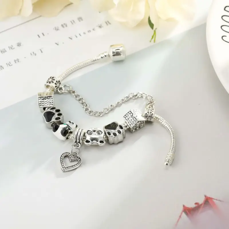 silver panda charm bracelet