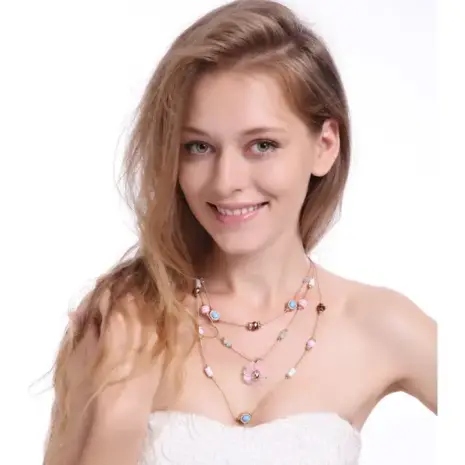 stacked necklace model display