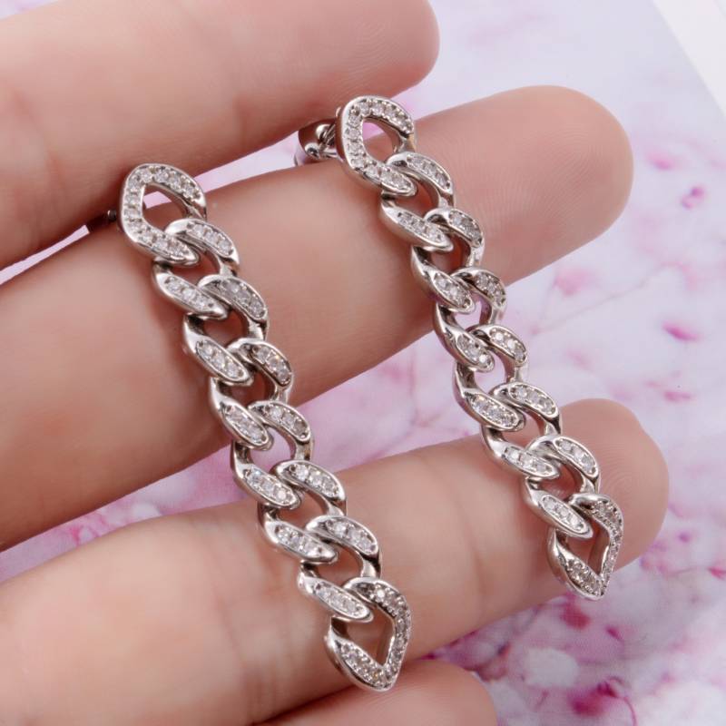silver cuban link earrings