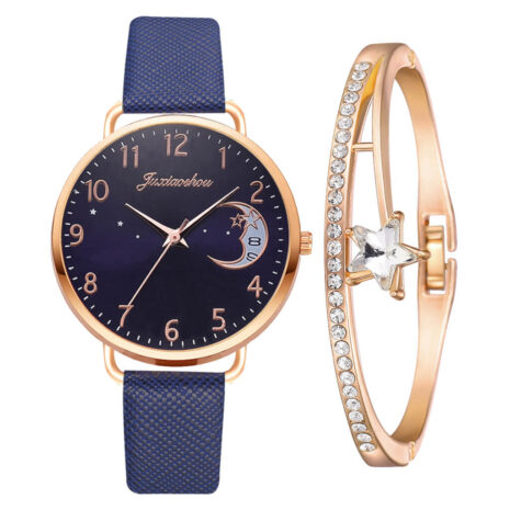 blue watch and bracelet set