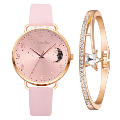 pink watch and bracelet set