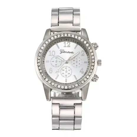 silver stainless steel watch