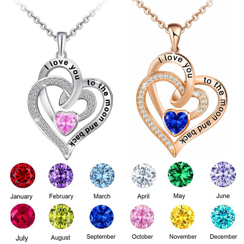 heart necklace with birthstone