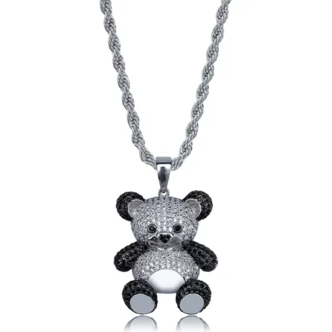 silver panda necklace_bds