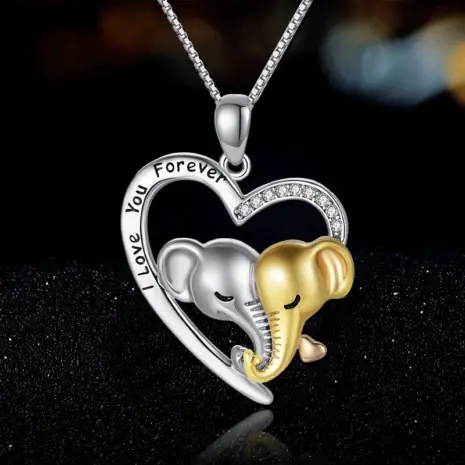 elephant necklace silver gold