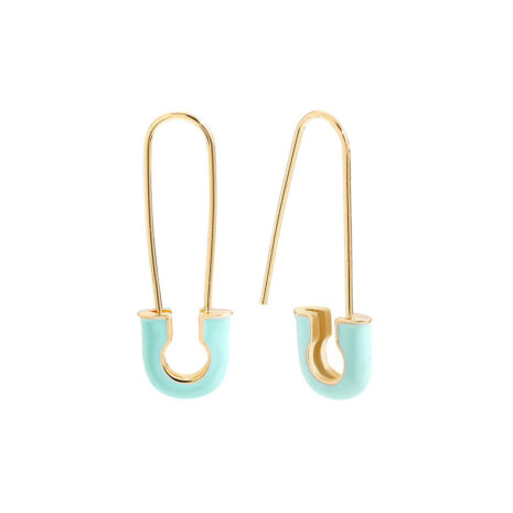 blue safety pin earrings