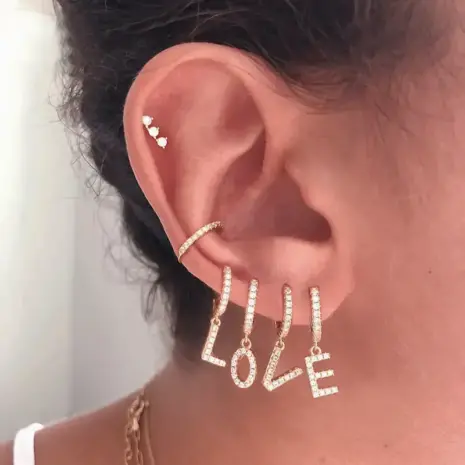 love initial earrings model