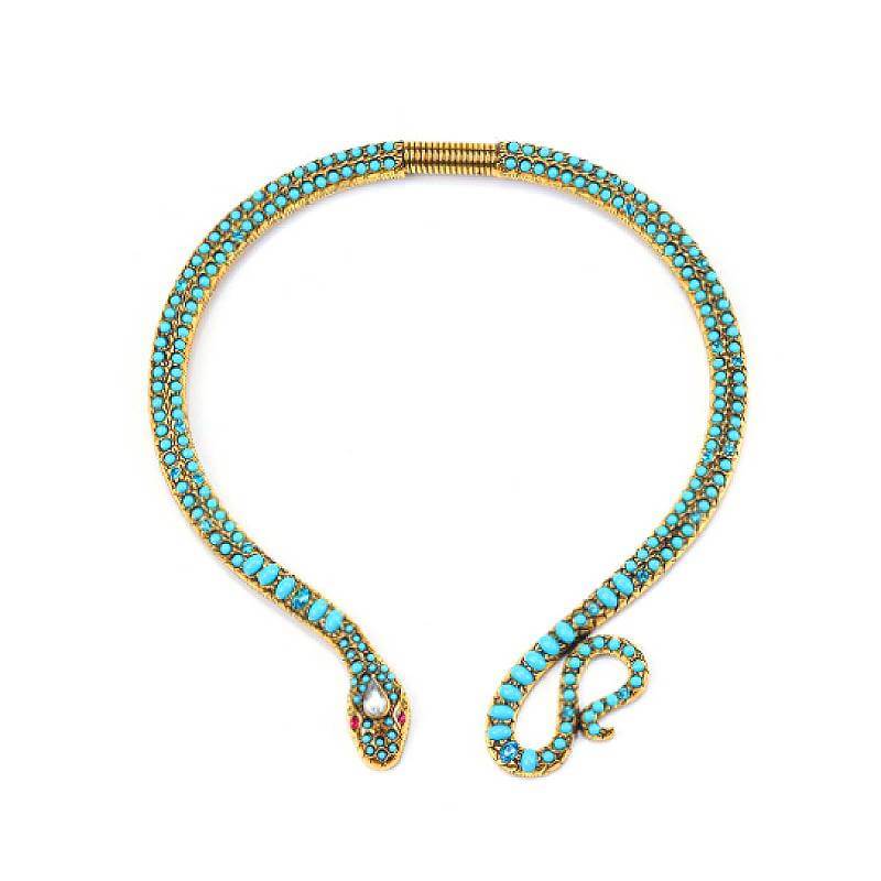 turquoise snake choker necklace
