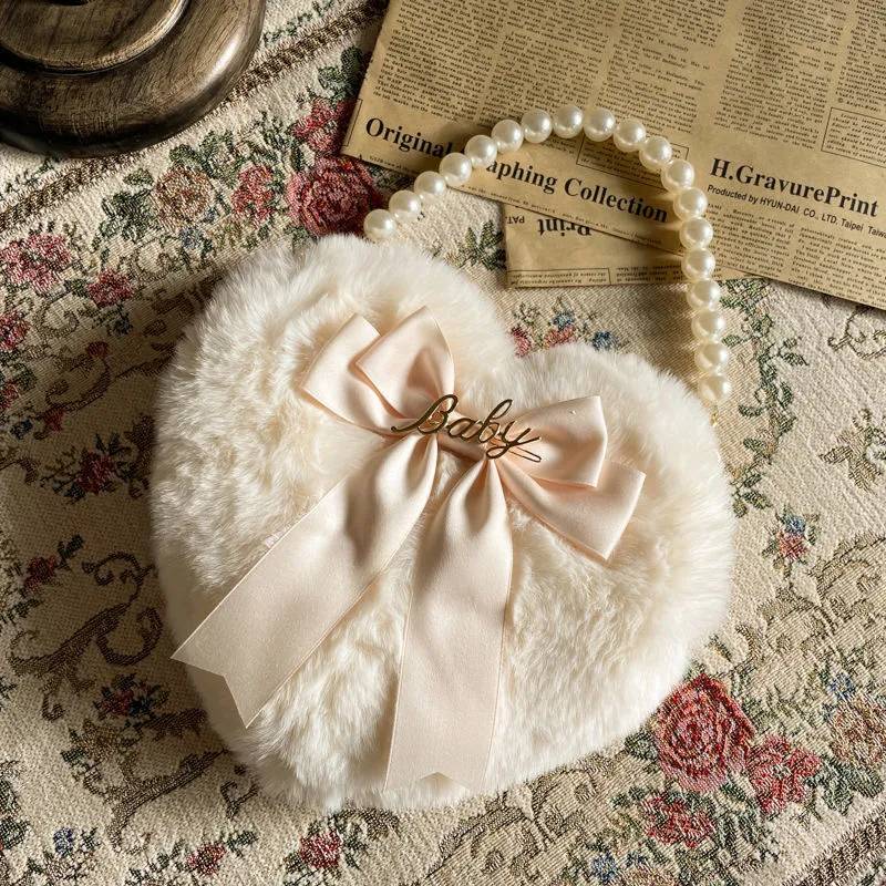 white heart purse
