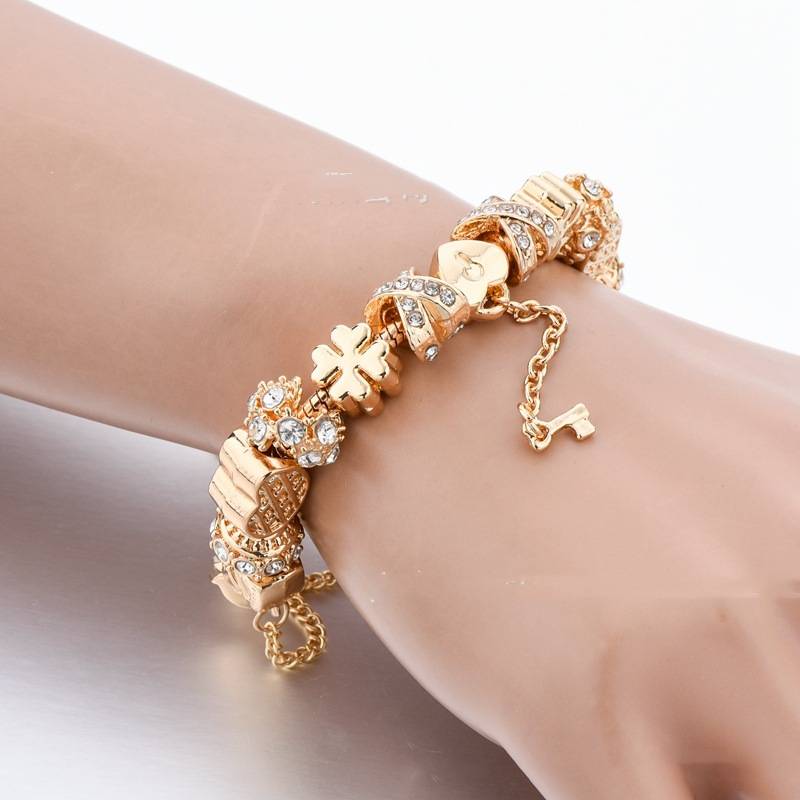 gold charm bracelet pandora style