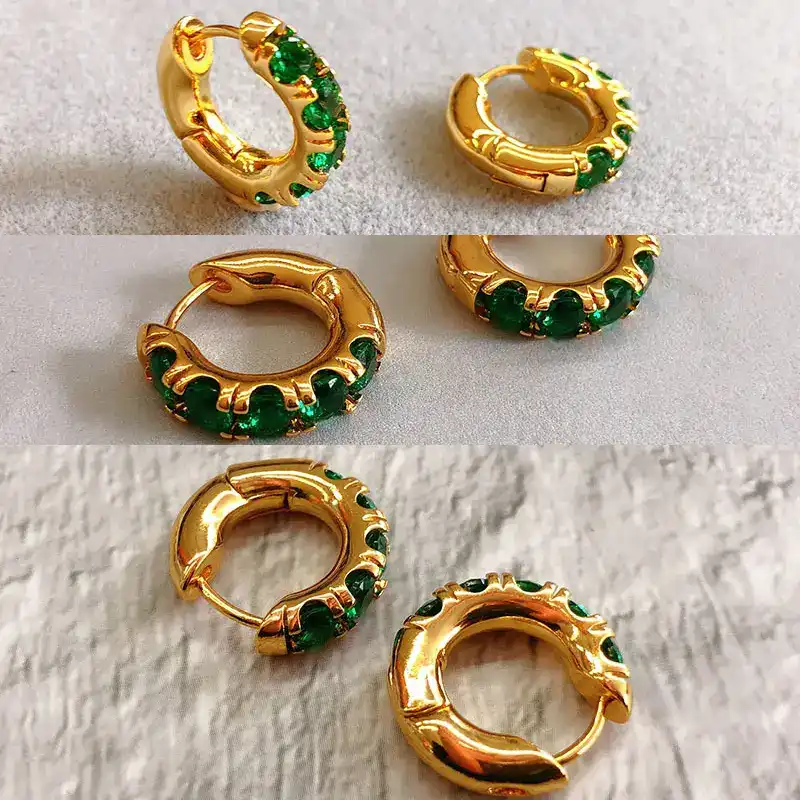 green huggie earrings bds