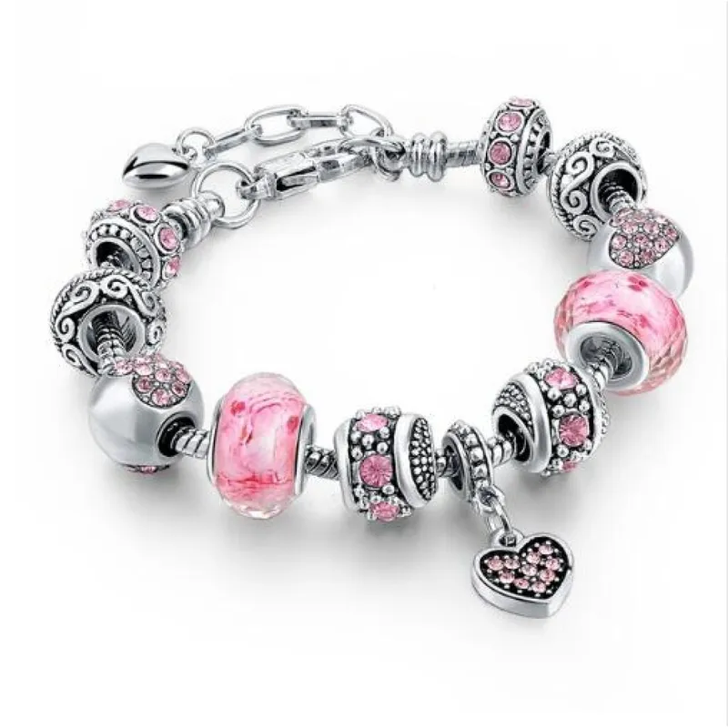 pink pandora charm bracelet bds