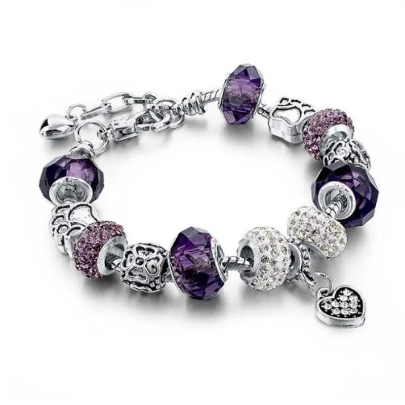 purple pandora charm bracelet bds