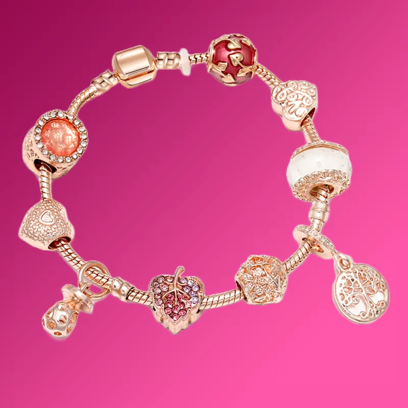 rose gold charm bracelet bds