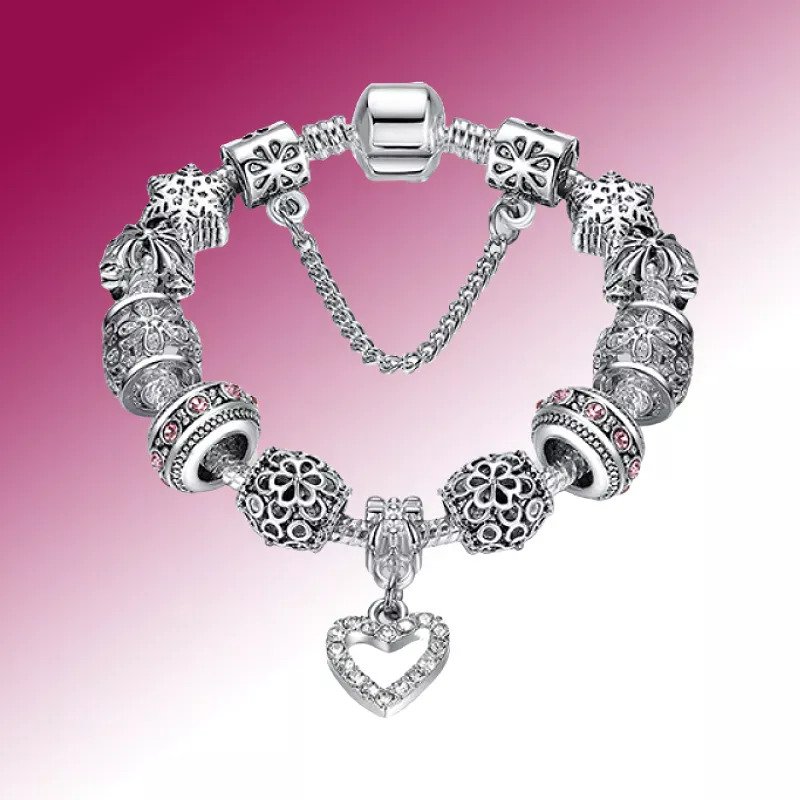 silver heart charm bracelet