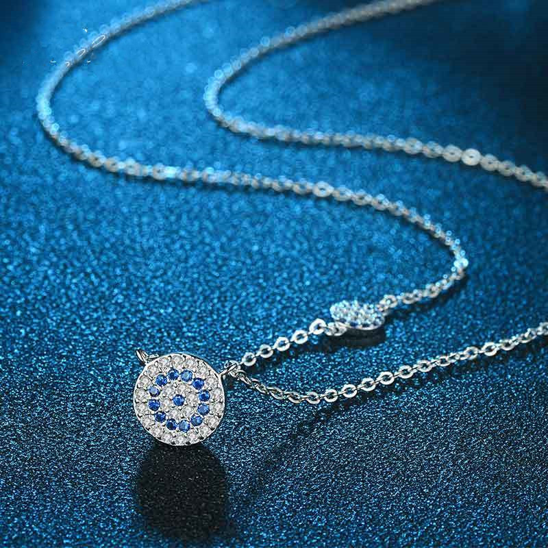 silver necklace with zircon pendant