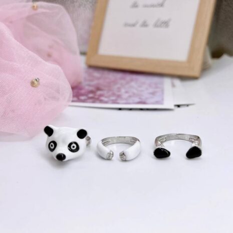 silver panda ring set
