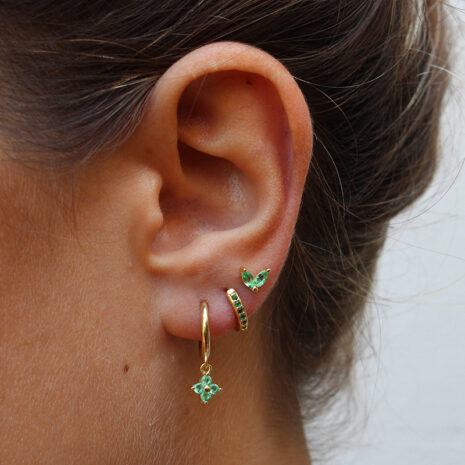 green earrings set