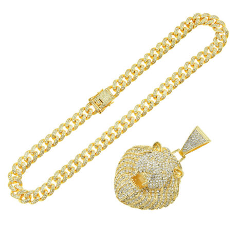 lion pendant and cuban link necklace