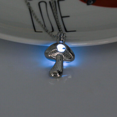 blue glowing mushroom pendant