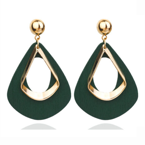 green wood earrings