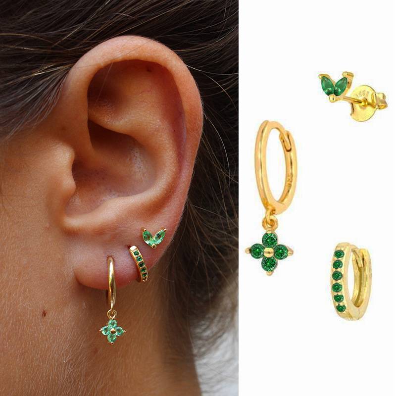 green earring stack