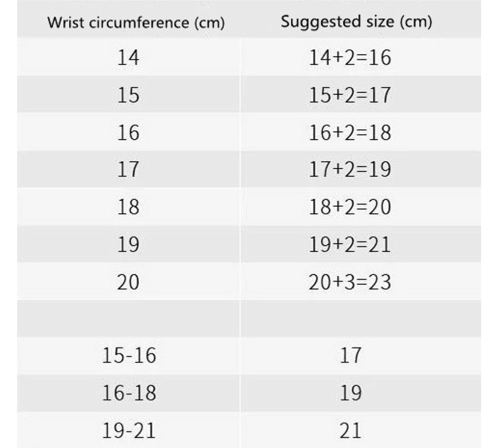 size guide for pandora bracelet