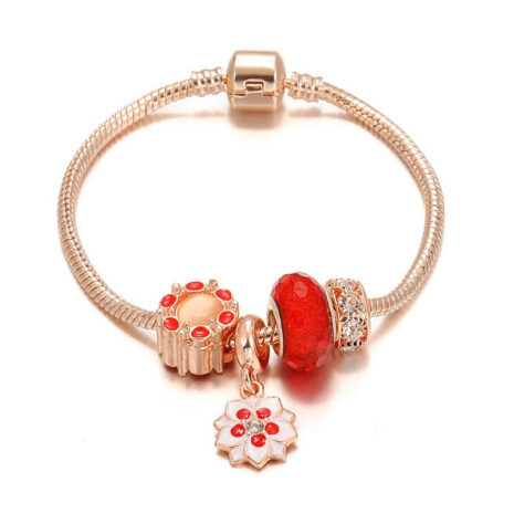 red rose gold pandora bracelet
