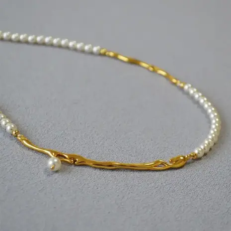 gold faux pearl necklace