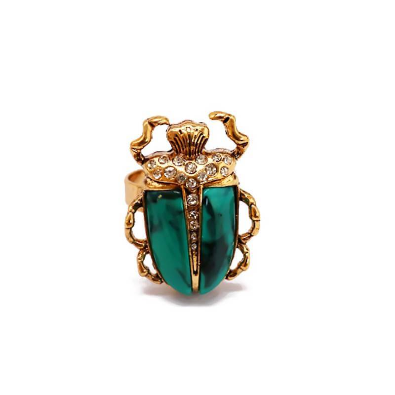 green egyptian scarab ring