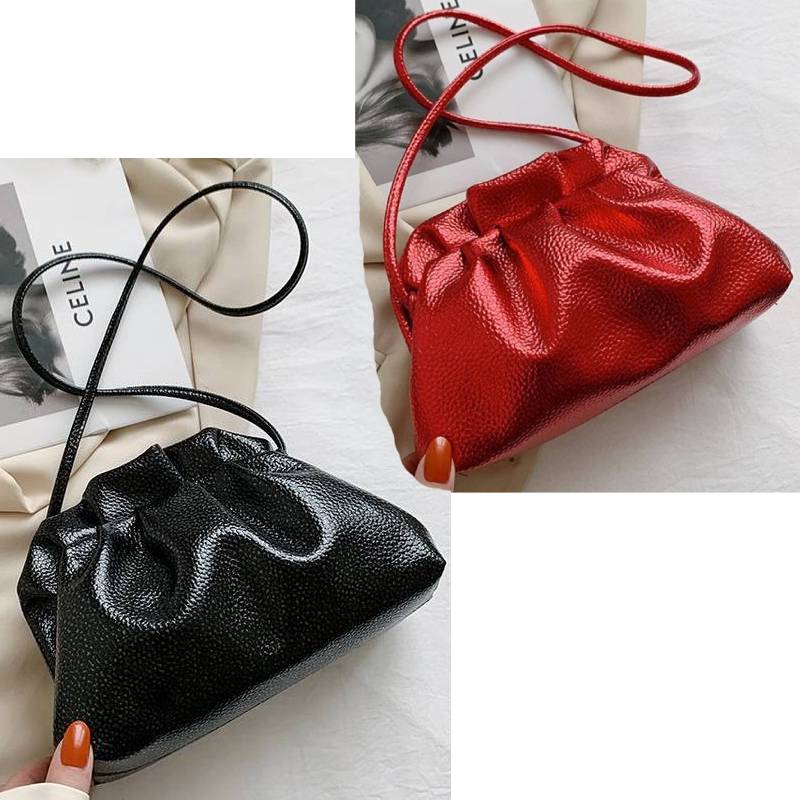red and black metallic bags