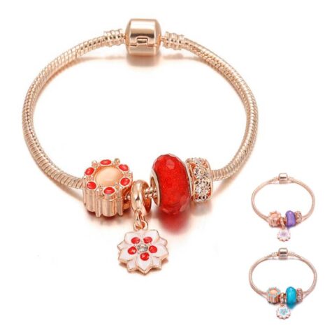 pandora rose gold charm bracelet set