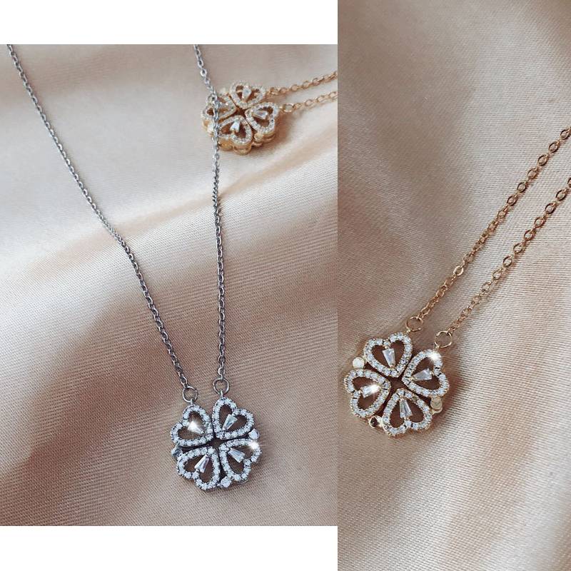 clover leaf and heart pendant necklace