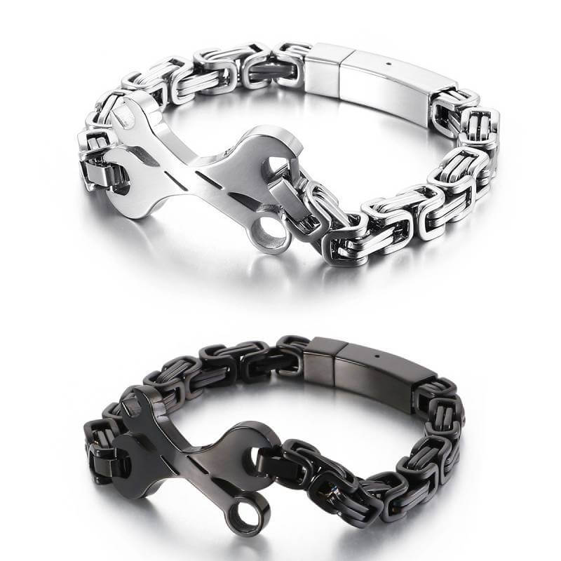 black and silver titanium bracelet bds