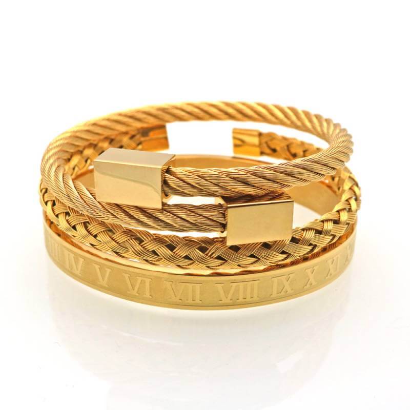 3-piece gold bracelet for men