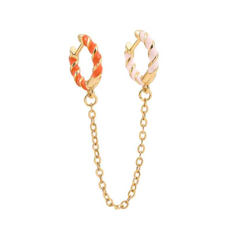 orange white hoop earrings