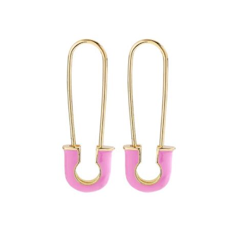 pink safety pin earrings