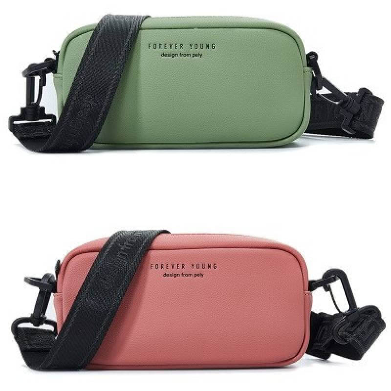 green and pink sling bags