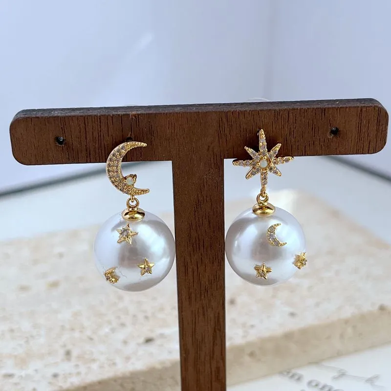 sterling silver faux pearl earrings