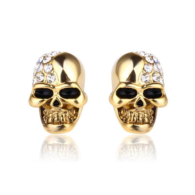 gold skull earrings bds