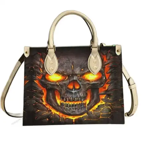 orange skull tote bag