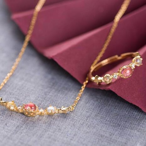 pink tourmaline necklace set