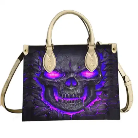 purple skull tote bag