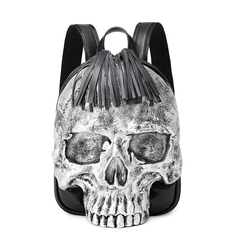 silver skull backpack