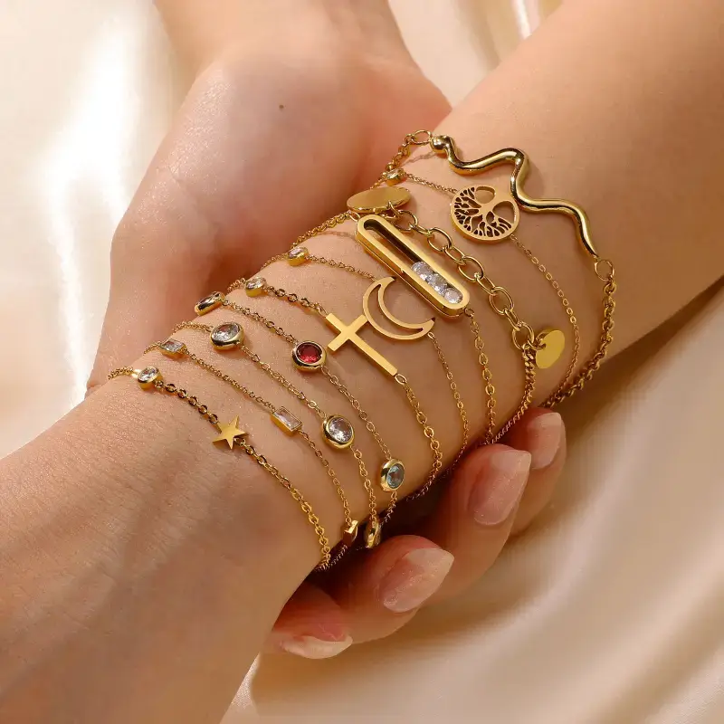 gold stainless steel bracelet collection